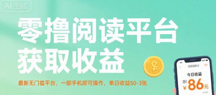 零撸阅读平台获取收益，最新无门槛平台，一部手机即可操作，单日收益50-3张【揭秘】-共项网