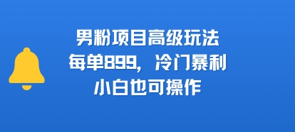男粉项目高级玩法，每单899，冷门暴利，小白也可操作-共项网