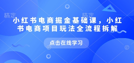 小红书电商掘金课，小红书电商项目玩法全流程拆解（更新7月）-共项网
