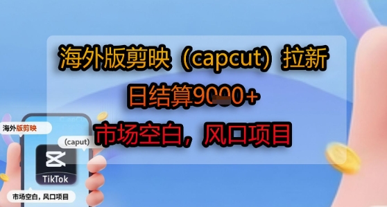 海外版剪映(capcut)拉新，日结算1k+，市场空白，风口项目-共项网