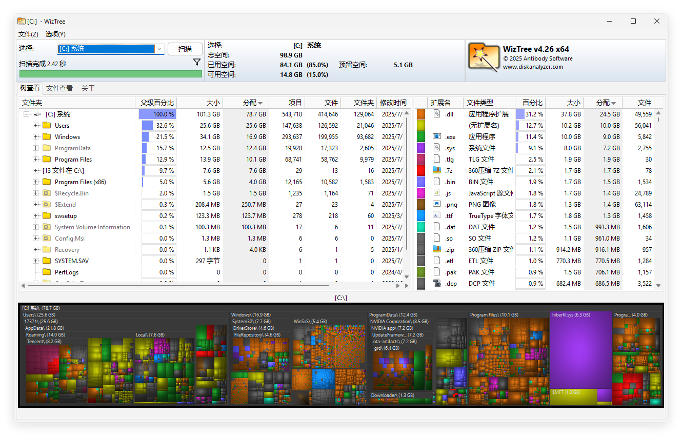 WizTree磁盘分析工具v4.26便携版-共项网
