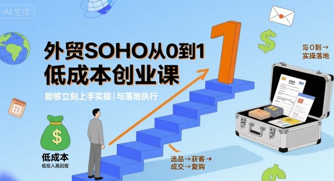 外贸SOHO从0到1低成本创业课，能够立刻上手实操与落地执行-共项网