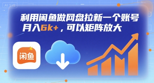 利用闲鱼做网盘拉新一个账号，月入6k+，可以矩阵放大-共项网