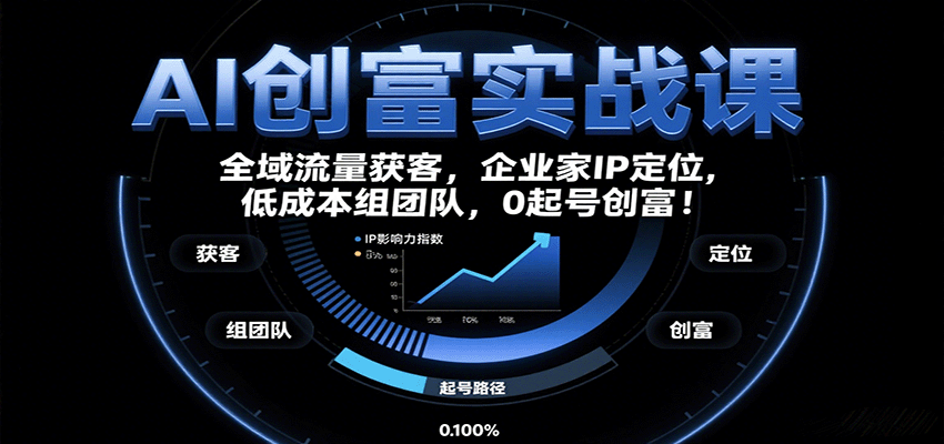 AI创富实战课：企业家IP定位，全域流量获客，低成本组团队，0起号创富！-共项网