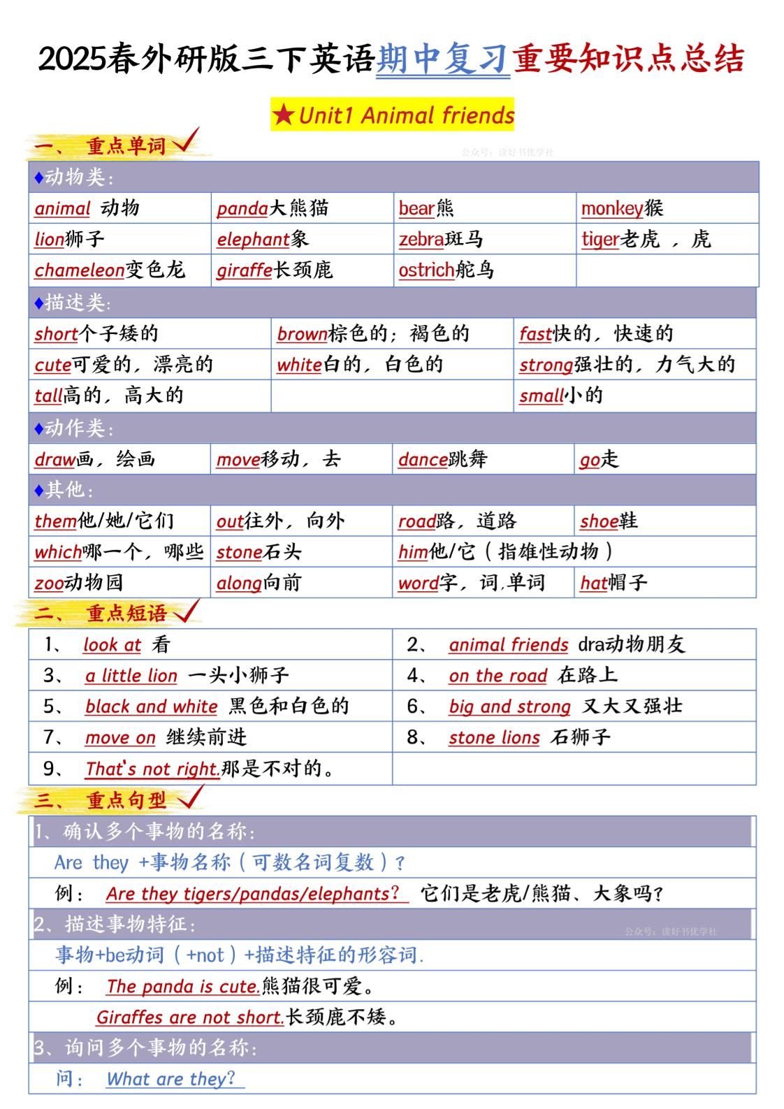 三下英语外研期中知识清单1-共项网