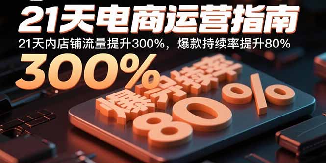 21天电商运营指南：21天内店铺流量提升300%，爆款持续率提升80%-共项网