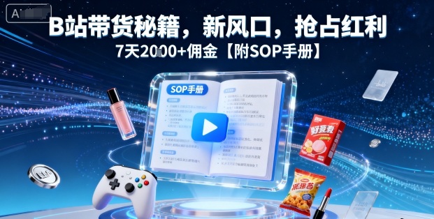 B站带货秘籍，新风口，抢占红利，7天2k+佣金【附SOP手册】-共项网
