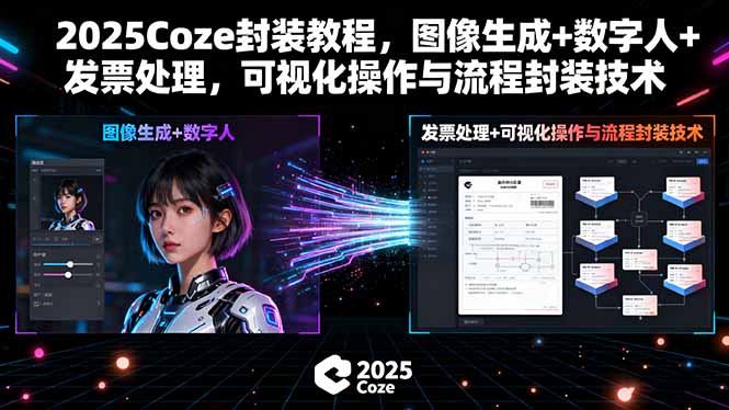2025Coze封装教程，图像生成+数字人+发票处理，可视化操作与流程封装技术-共项网