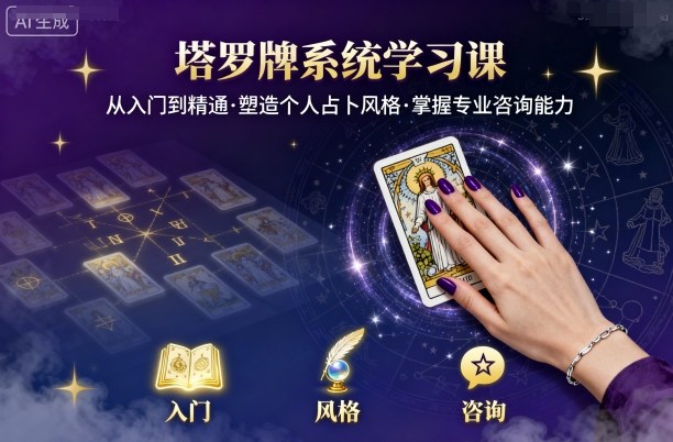 塔罗牌系统学习课，助你从入门到精通，塑造个人占卜风格，掌握专业咨询能力-共项网