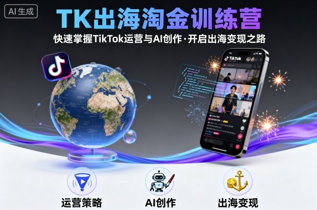 TK出海淘金训练营，助你快速掌握TikTok运营与AI创作，开启出海变现之路-共项网