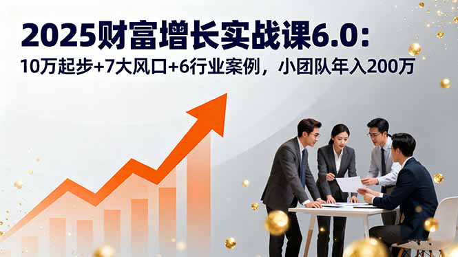 2025财富增长实战课6.0：10万起步+7大风口+6行业案例，小团队年入200万-共项网