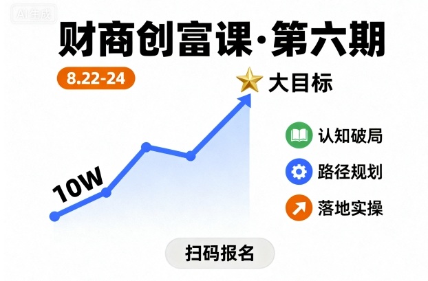财商创富课第六期8月22-24号，如何从10W起步，一步步实现大目标-共项网