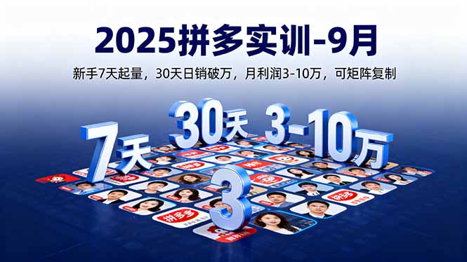 2025拼多多实训-9月：新手7天起量,30天日销破万,月利润3-10万,可矩阵复制-共项网