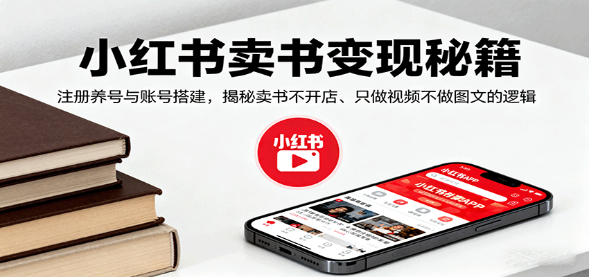 小红书卖书变现秘籍，注册养号与账号搭建，揭秘卖书不开店、只做视频不做图文的逻辑-共项网