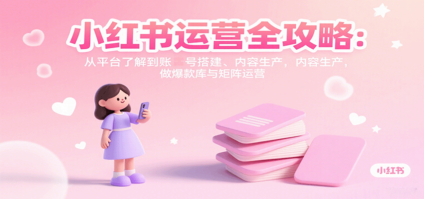 小红书运营全攻略：从平台了解到账号搭建、内容生产，做爆款库与矩阵运营-共项网