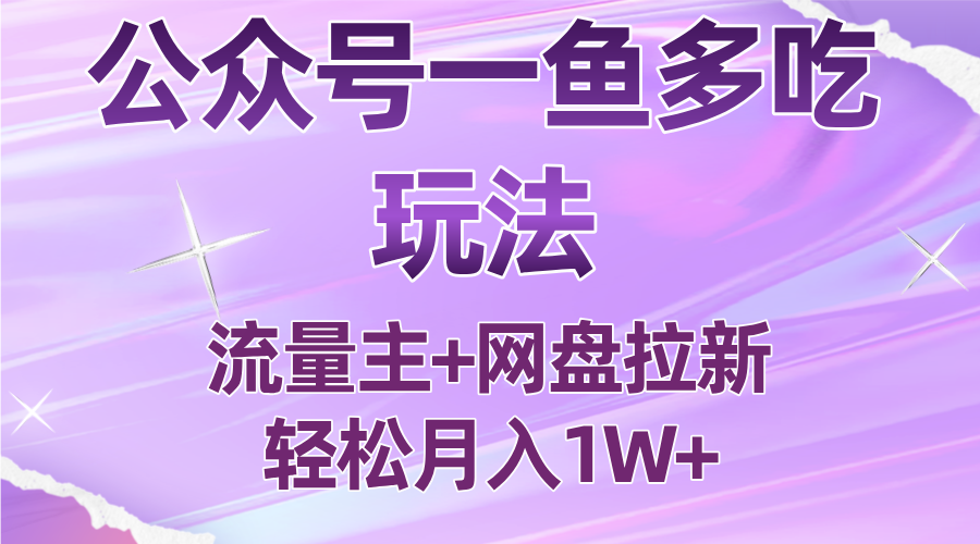 公众号最新玩法，一鱼多吃，流量主加网盘拉新，新手小白也能轻松月入1W-共项网