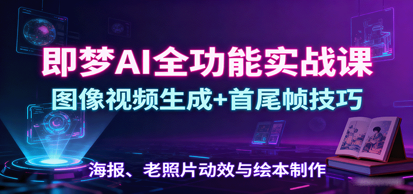 即梦AI全功能实战课：图像视频生成+首尾帧技巧，海报、老照片动效与绘本制作-共项网