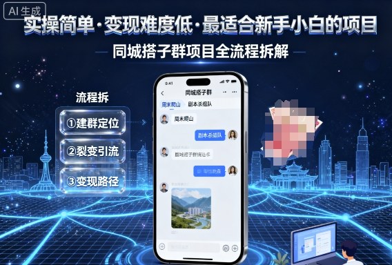实操简单，变现难度低，最适合新手小白做的项目，每天轻松收入3张，同城搭子群项目全流程拆解-共项网