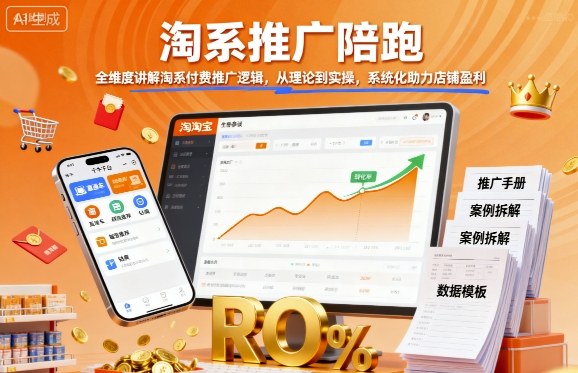 淘系推广陪跑，全维度讲解淘系付费推广逻辑，从理论到实操，系统化助力店铺盈利-共项网