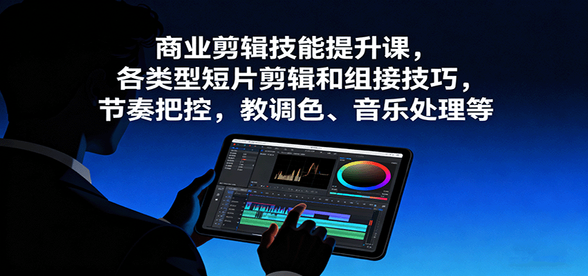 商业剪辑技能提升课，各类型短片剪辑和组接技巧，节奏把控，教调色、音乐处理等-共项网