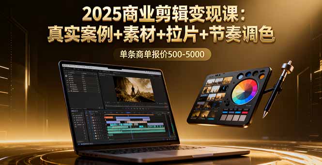 2025商业剪辑变现课：真实案例+素材+拉片+节奏调色，单条商单报价500-5000-共项网