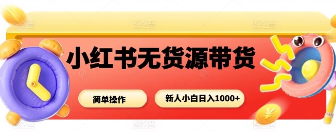 小红书无货源带货项目，简单无脑，新人小白日入多张-共项网