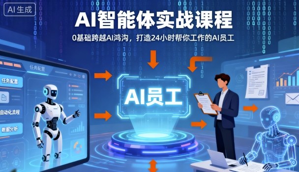Ai智能体实战课程，0基础跨越Ai鸿沟，打造24小时帮你工作的Ai员工，打破常规，以实战定义Ai-共项网