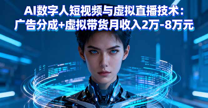 AI数字人短视频与虚拟直播技术：广告分成+虚拟带货月收入2万-8万元-共项网