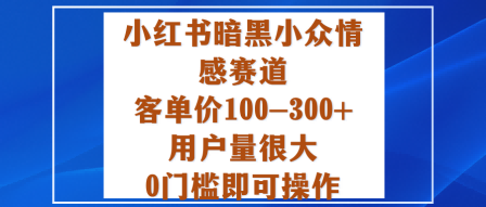 小红书暗黑小众情感赛道，客单价100-300+用户量很大，0门槛即可操作-共项网