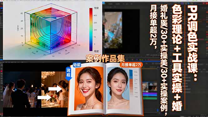 PR调色实战课：色彩理论+工具实操+婚礼医美/30+实操案例，月接单超2万-共项网
