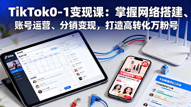 TikTok0-1变现课：掌握网络搭建、账号运营、分销变现，打造高转化万粉号-共项网