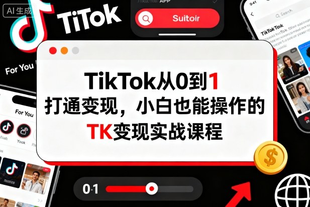 TikTok从0到1打通变现，小白也能操作的TK变现实战课程-共项网