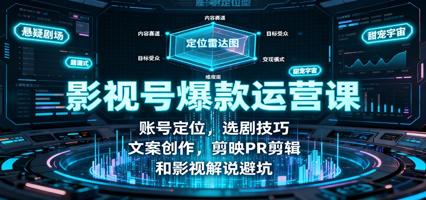 影视号爆款运营课：账号定位，选剧技巧，文案创作，剪映PR剪辑和影视解说避坑-共项网