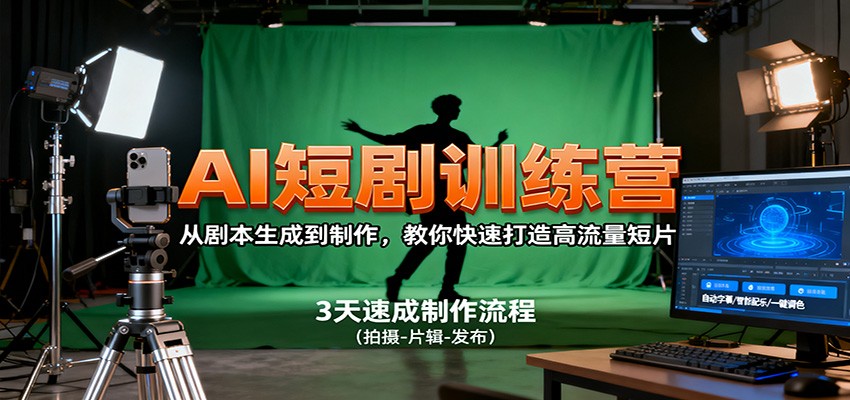 AI短剧训练营，从剧本生成到制作，教你快速打造高流量短片-共项网