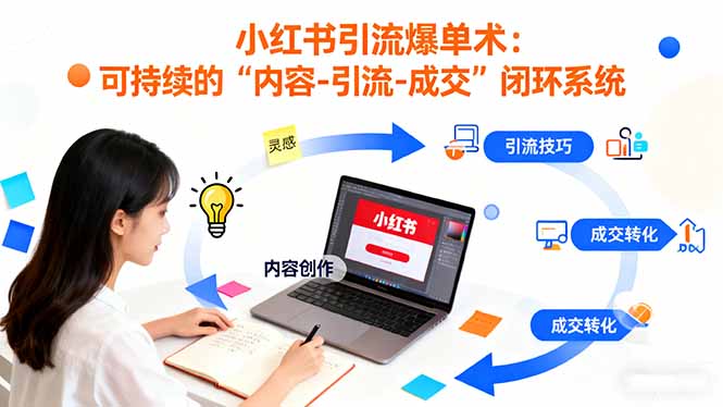 小红书引流爆单术：构建一套低成本 可持续的“内容-引流-成交”闭环系统-共项网