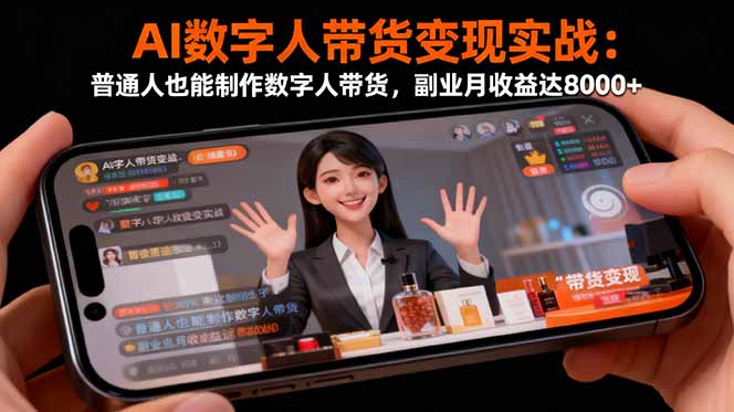 AI数字人带货变现实战：普通人也能制作数字人带货，副业月收益达8000+-共项网