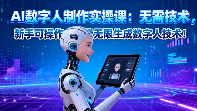 AI数字人制作实操课：无需技术，新手可操作，免费无限生成数字人技术！-共项网