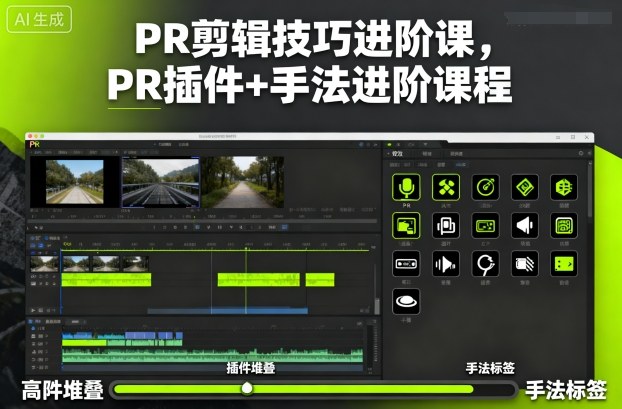 PR剪辑技巧进阶课，PR插件+手法进阶课程-共项网
