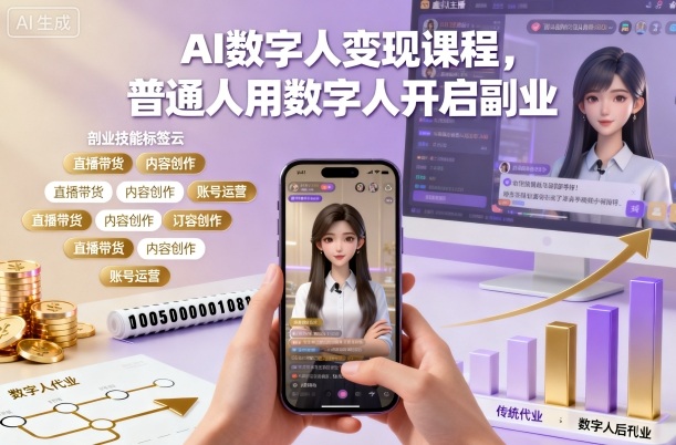 AI数字人变现课程，普通人用数字人开启副业-共项网