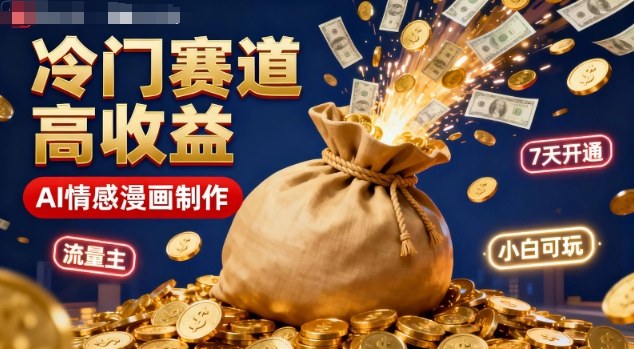 公众号冷门赛道，用AI做情感漫画，7天开通流量主，操作简单，小白可玩-共项网