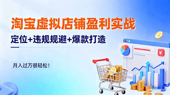 淘宝虚拟店铺盈利实战：定位+违规规避+爆款打造，月入过万很轻松！-共项网