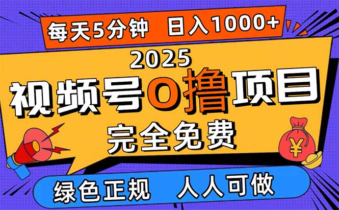 2025视频号0撸项目，5分钟一个号，日入1000+，人人可做-共项网