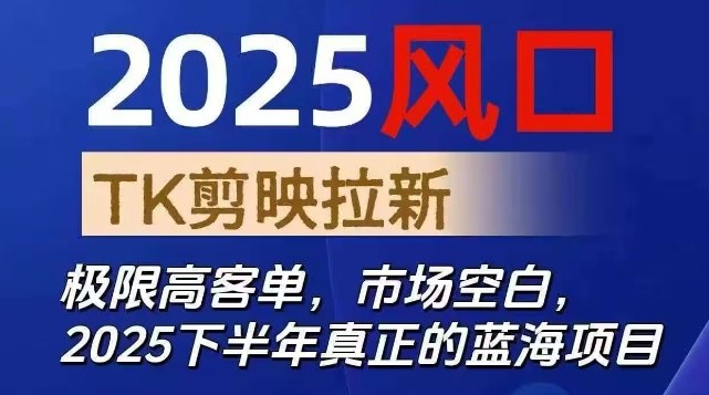 2025风口TK剪映capcut拉新项目，极限高客单，市场空白，2025下半年真正的蓝海项目-共项网