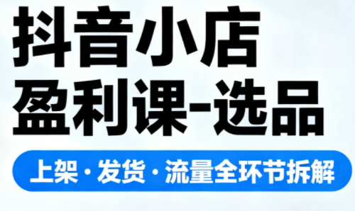 抖音小店盈利课-选品·上架·发货·流量全环节拆解-共项网