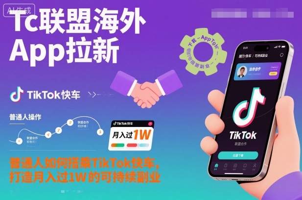 Tc联盟海外App拉新：普通人如何搭乘TikTok快车，打造月入过1W的可持续副业-共项网