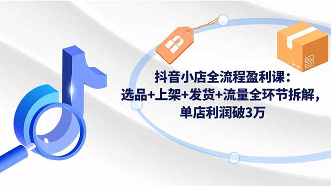 抖音小店全流程盈利课：选品+上架+发货+流量全环节拆解，单店利润破3万-共项网