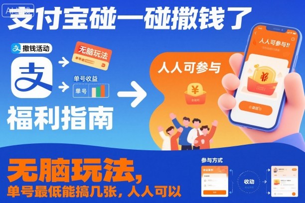 支付宝碰一碰撒钱了，无脑玩法，单号最低能搞几张，人人可以撸【揭秘】-共项网