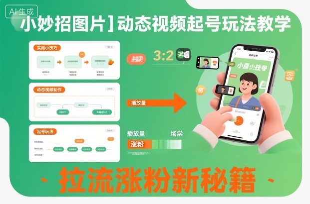 小妙招图片＋动态视频起号玩法教学，拉流涨粉新秘籍-共项网