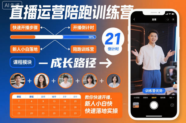 直播运营陪跑训练营，教你快速开播，新人小白快速落地实操-共项网