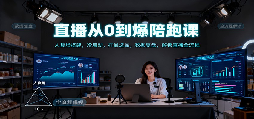 直播从0到爆陪跑课：人货场搭建，冷启动，排品选品，数据复盘，解锁直播全流程-共项网
